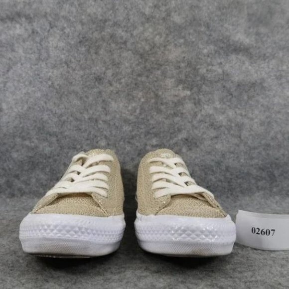 Converse All Star Sneakers Womens 5.5 Metallic‎ Textured Leather Cap Toe Lace Up - Picture 4 of 9